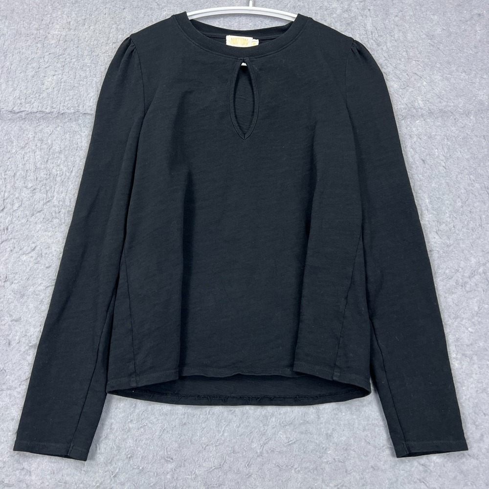 Nation LTD Dania Keyhole Top Women's Medium Black Long Sleeve Neutral Comfy Peru